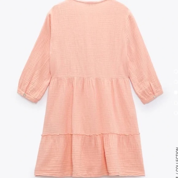 Zara Pink Cotton & Linen Blend Tiered Mini Dress Size S - Picture 3 of 8